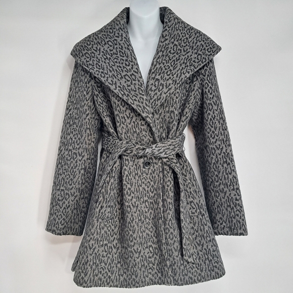 Marvin Richards New York Gray Wool Blend Leopard Print Pea Coat - Picture 11 of 11